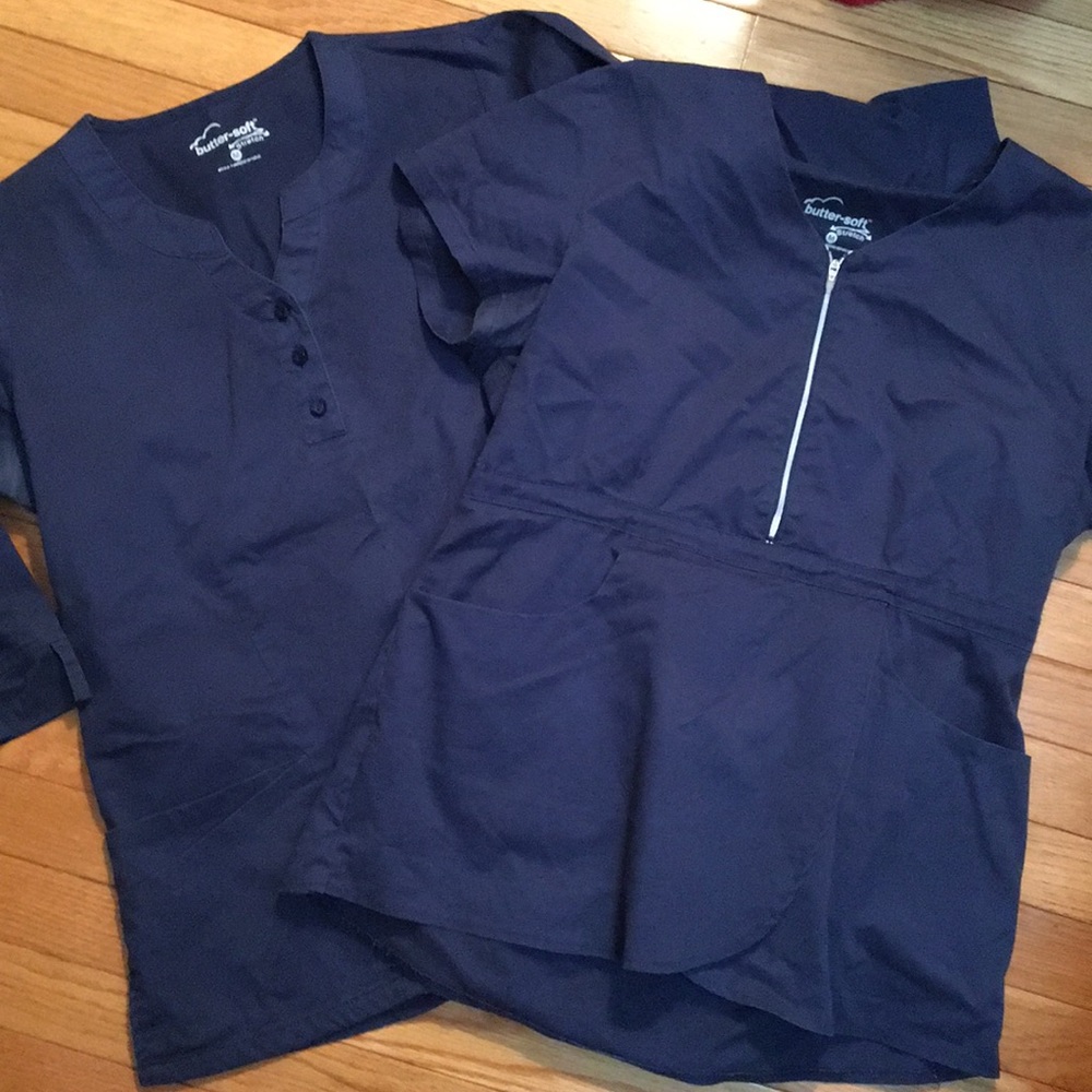 2 UA Butter Soft Stretch Scrub Tops